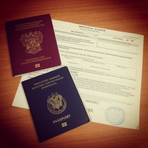 Two passports and a rental contract on a desk