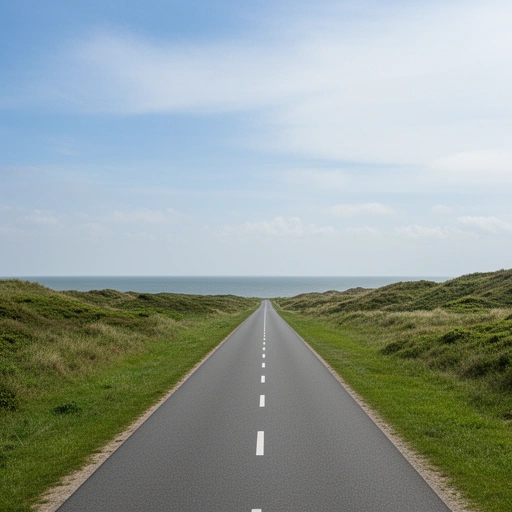 Road through the dunes towards Noordwijk